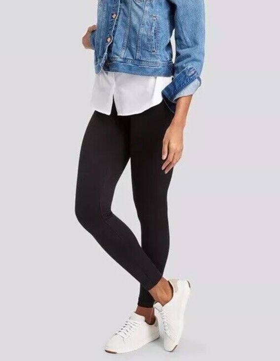 SPANX Pants - Spanx Women's Pull On Leggings Slimming Seamless Black SZ Medium Nylon Blend